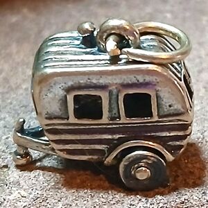 Sterling Silver Detailed Camping Trailer RV Camper Motorhome Charm